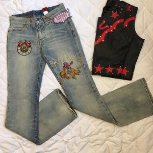 Western Denim Bank Embroidered Jeans